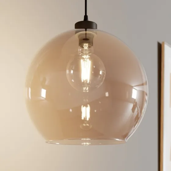 TK Lighting Hängeleuchte Cubus, bernstein, Glas, Ø 30 cm