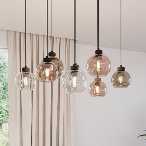 Euluna TK Lighting Cubus Pendelleuchte 8-flammig Glas Clear/Amber