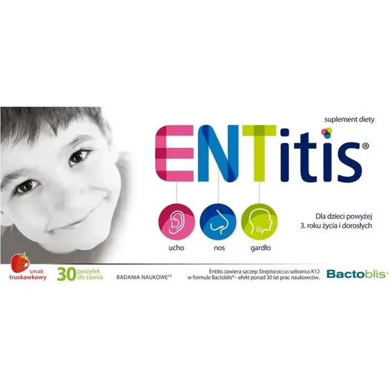 ENTitis Erdbeere Probiotikum & Vitamin D Lutschtabletten (30 Stk.)