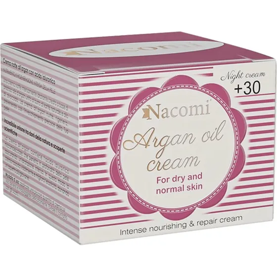 Nacomi Argan-Gesichtscreme mit Hyaluronsäure 30+, Nachtcreme 50 ml