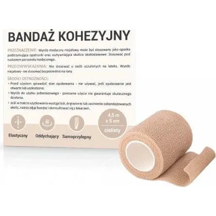 Kohäsive Bandage 4,5m x 5cm, fleischfarben, 1 Stück