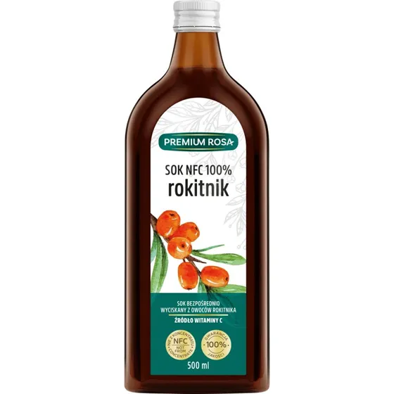 Premium Rosa Sanddornsaft, 100% NFC-Saft, 500 ml