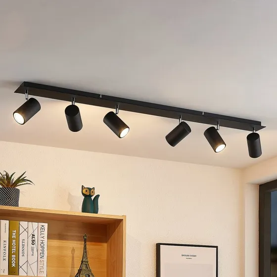 Lindby Deckenleuchte Joffrey Schwarz, 6-flammig, 116 cm