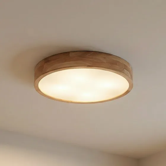 Lindby Deckenlampe Tanju, Ø50 cm, 4-flg., Kautschukholz, E27