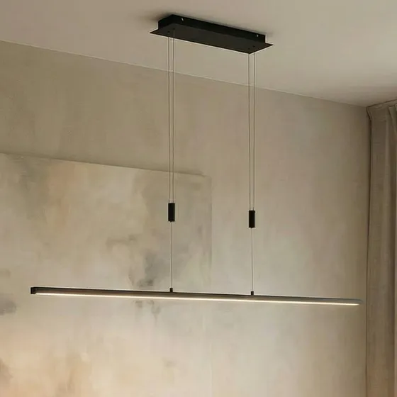 Lindby Pendelleuchte Arneja Schwarz, LED, höhenverstellbar, CCT
