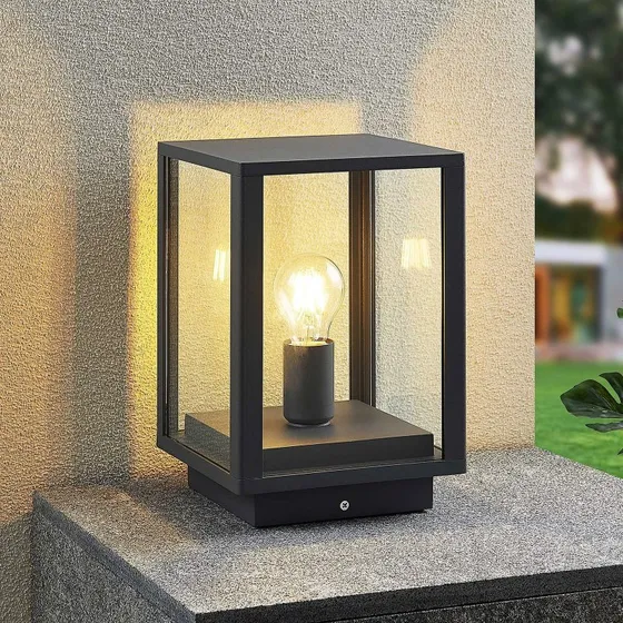 Lindby Giavanna Gartenleuchte Anthrazit - Modernes Glas-Design