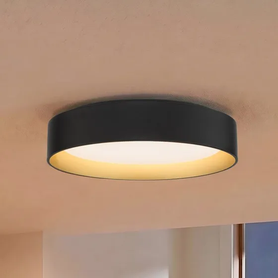 Lindby Deckenleuchte Gracjan Schwarz/Gold LED Ø45cm