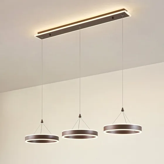 Lucande Kolo 3 LED Pendelleuchte Iced Coffee - 114 cm, dimmbar