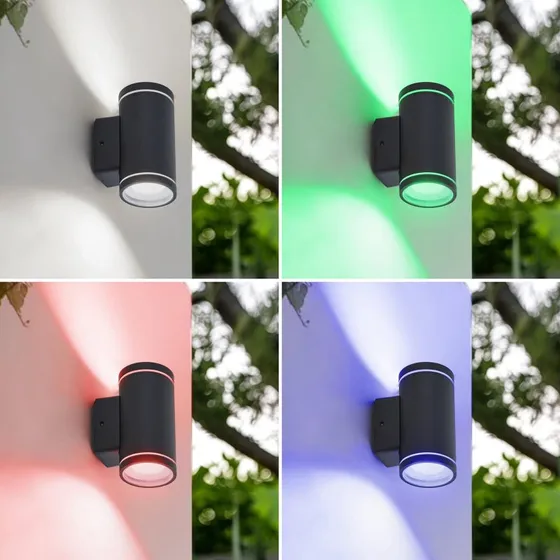 Lindby Valtin Smart LED-Außenwandleuchte Schwarz RGBW IP54