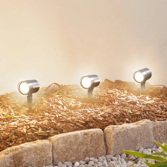 Lindby Nycta Smart LED-Erdspießleuchte RGB Tuya 3er-Set Schwarz