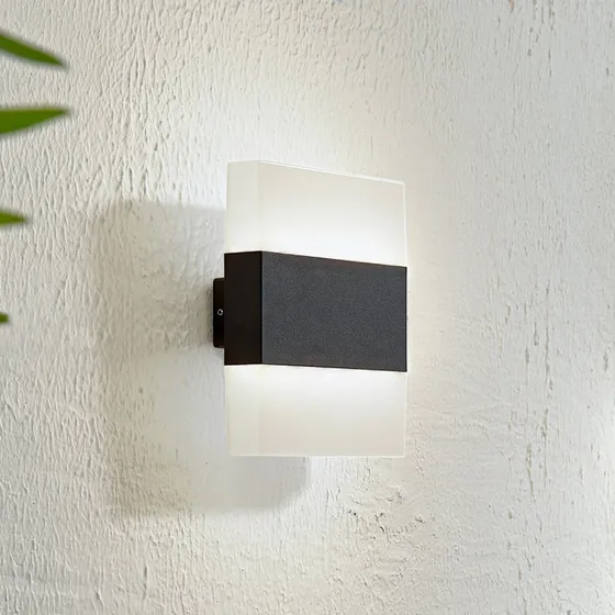 Lindby Branor LED-Außenwandleuchte, Anthrazit/Grau, Aluminium, IP54