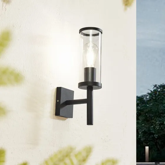 Lucande Zanta Außenwandleuchte H39 Schwarz IP54 Aluminium
