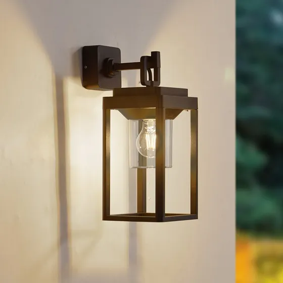 Lucande Außenwandleuchte Milanka, 43 cm, Schwarz, IP65, E27