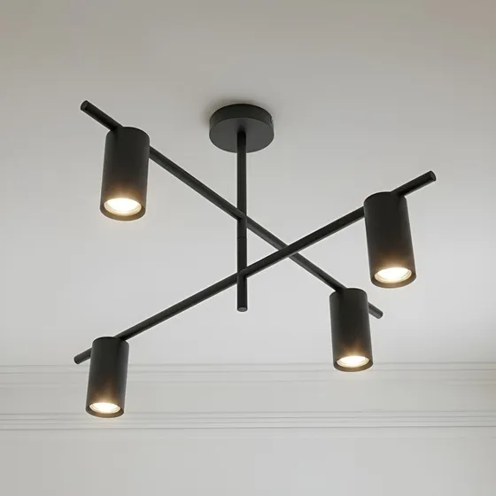 Lindby Deckenleuchte Marilou Schwarz, 4-flammig, Ø 70 cm