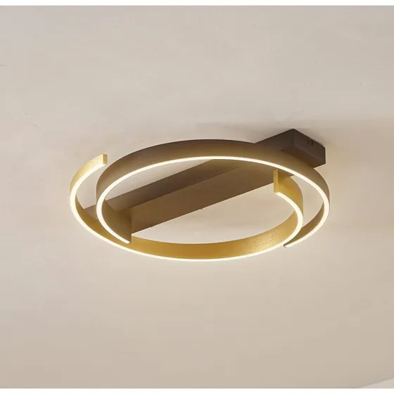 Lucande Natsuma LED-Deckenleuchte Schwarz/Gold Ø55 cm