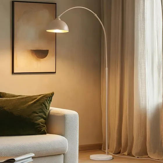 Lindby Stehleuchte Tonka Beige - Metall & Marmor - 185 cm