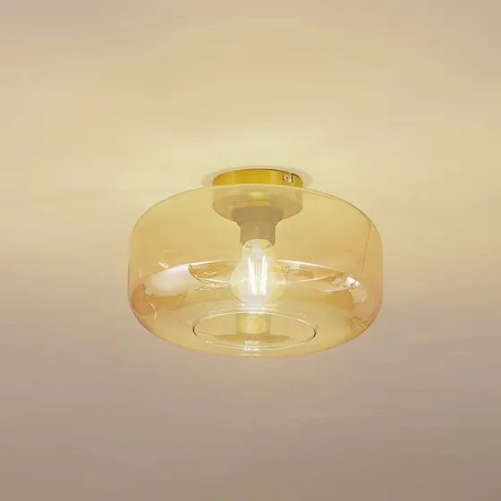 Lindby Deckenlampe Hildur Ø 28,5 cm - Amber Glas & Messing