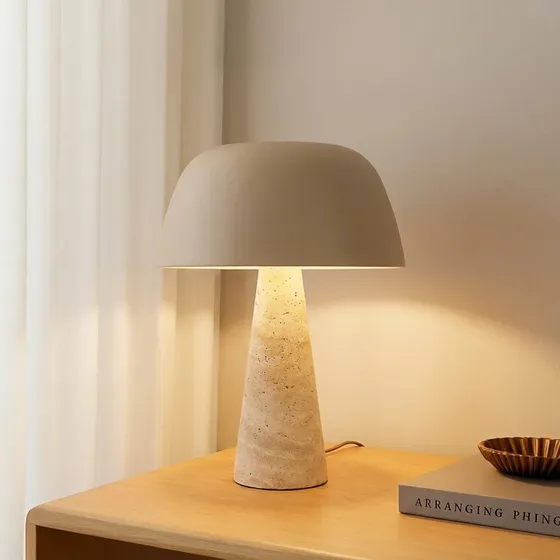 Lindby Tischleuchte Magritt Beige Stein & Metall 41 cm