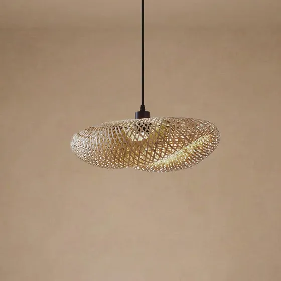Lindby Eleane Hängeleuchte Bambus Natur 50 cm E27