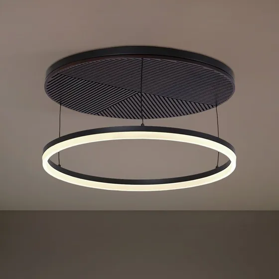 Lucande Orven LED-Deckenleuchte Ø 50 cm, schwarz/Holz, dimmbar