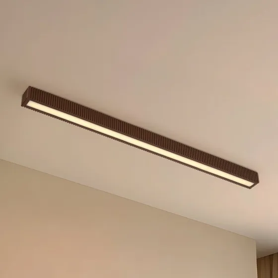 Lucande Emara LED-Deckenleuchte, 100 cm, Eiche dunkel, dimmbar