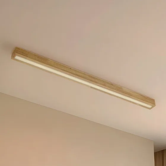 Lucande Emara LED-Deckenleuchte, Eiche hell, dimmbar