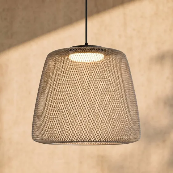 Lucande Korvyn LED-Außenhängelampe, Steingrau, Ø 50cm, step-dim
