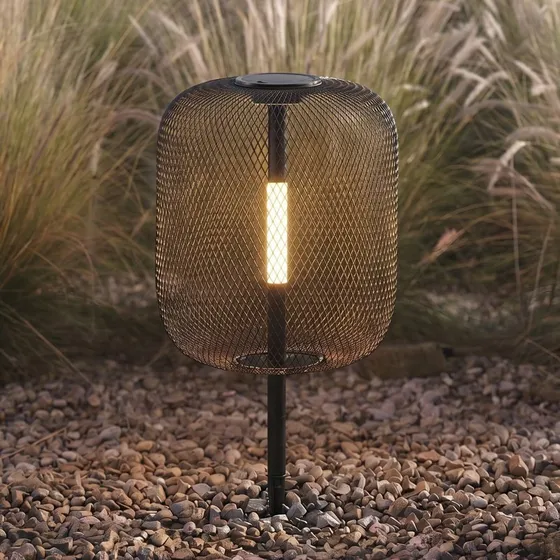 Lucande Faylen LED-Solarerdspießleuchte, Schwarz, IP65