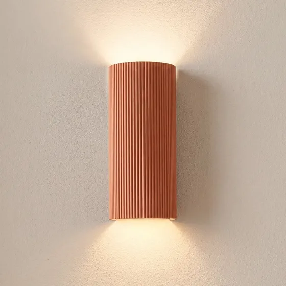 Lindby Wandleuchte Colja, Terracotta, Gips, Rund, 30,5 cm