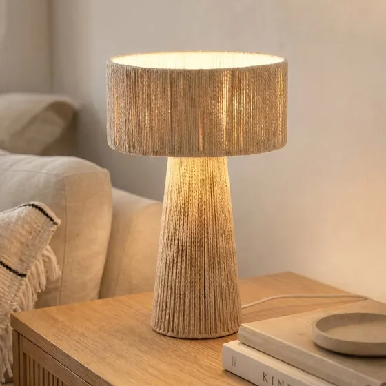 Lindby Tischleuchte Anuva, Beige, Papier, E27, 42 cm