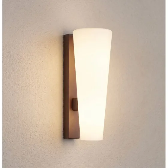Lucande Jovra LED-Außenwandleuchte, Corten, 32 cm, Milchglas