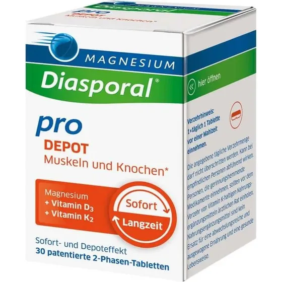 Magnesium Diasporal Pro Muskeln und Knochen Depot 30 St