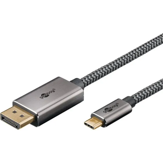 Goobay 75708 USB-C auf DisplayPort 4K 60 Hz, 2 m, schwarz/silber