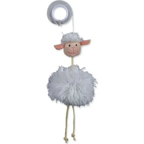 Trixie Schaf-Katzenspielzeug am Gummiband, Plüsch, 20 cm