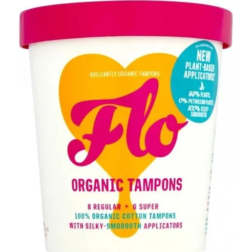 Flo Super Combo Tampons mit Applikator, 14 Stück, Bio-Baumwolle
