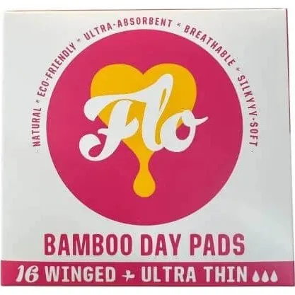 Flo Bamboo Day Pads, 16 Stück, Tagesbinden mit Bambusflügeln