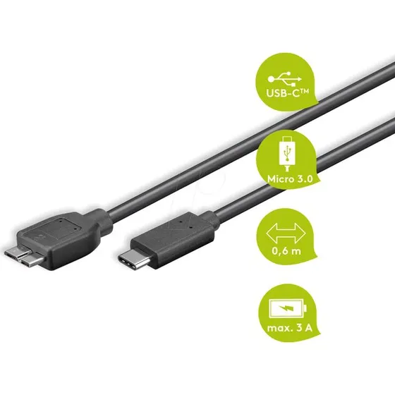 Goobay 67995 USB-C auf Micro-B 3.0, 0,6 m, schwarz