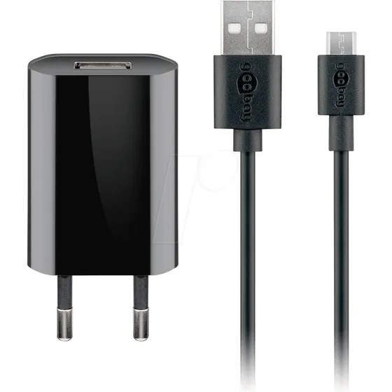 Goobay Micro-USB-Ladeset 5 W, 1 m, schwarz