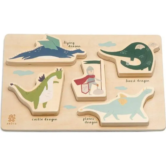 Sebra Holzpuzzle Dragon Tales 5 Drachen & Ritter