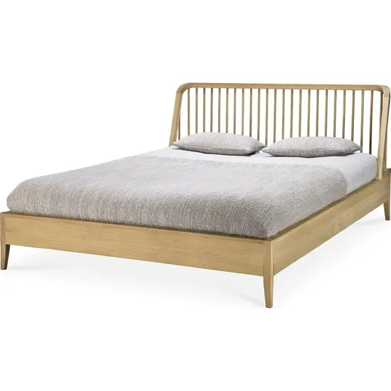 Ethnicraft Spindle Doppelbett aus Massiv-Eiche Natur 160x200 cm
