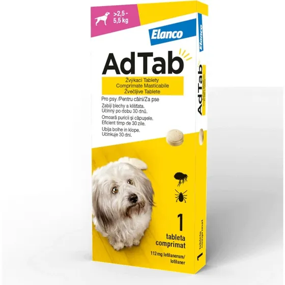 Elanco AdTab Dog 112,5 mg Antiparasitikum für Hunde (2,5-5,5 kg)