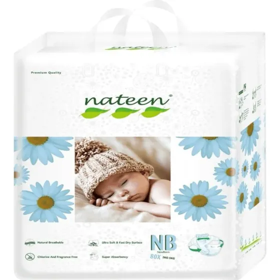 Nateen Flex&Fit Premium Windeln Nr. 1, New Born, 80 Stück