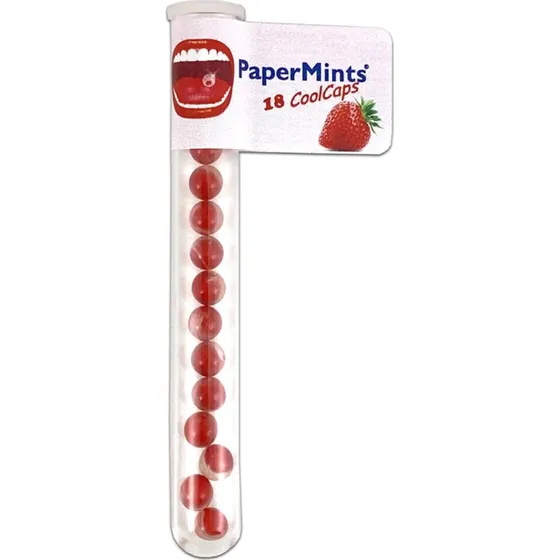 PaperMints Cool Caps Erdbeere, zuckerfrei, 18 Stück