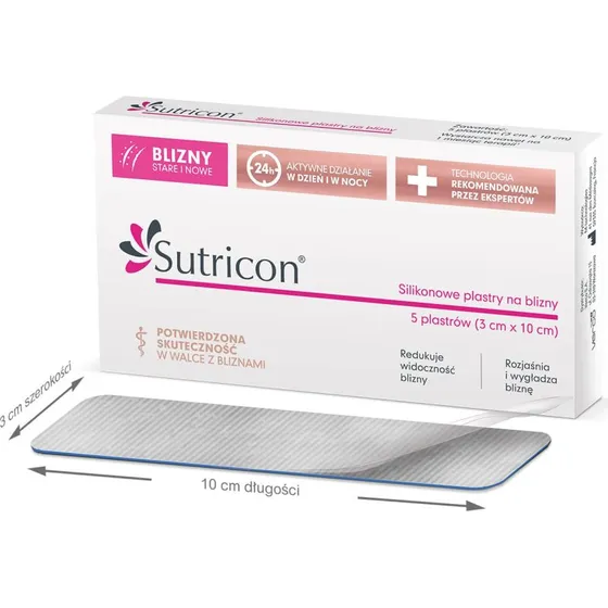 Sutricon Silikonpflaster für Narben, 3 cm x 10 cm, 5 Stück