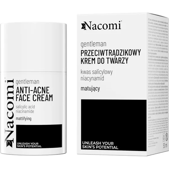 Nacomi Gentleman Anti-Akne Gesichtscreme mit Salicylsäure, 50 ml