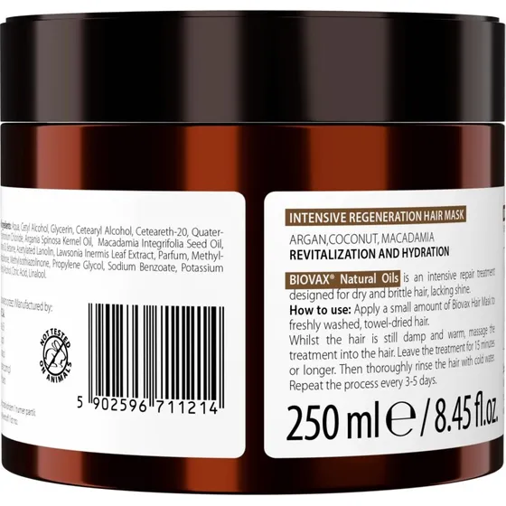 Biovax Intensiv Regenerierende Maske Argan, Macadamia & Kokos 250ml