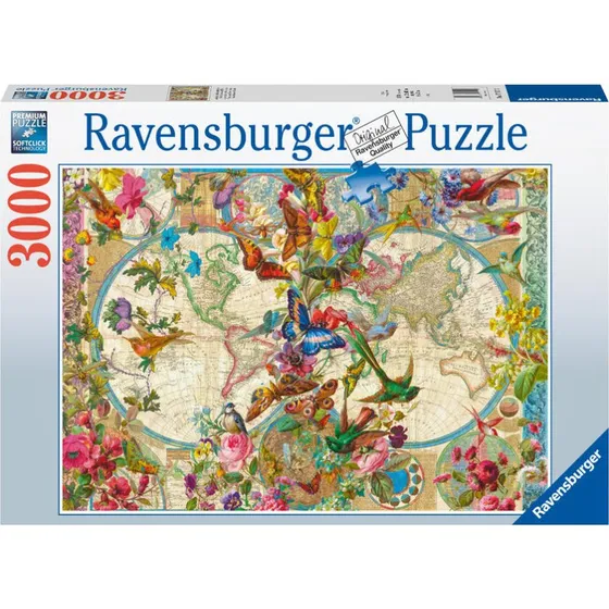 Ravensburger Puzzle 3000 Teile Weltkarte Flora und Fauna