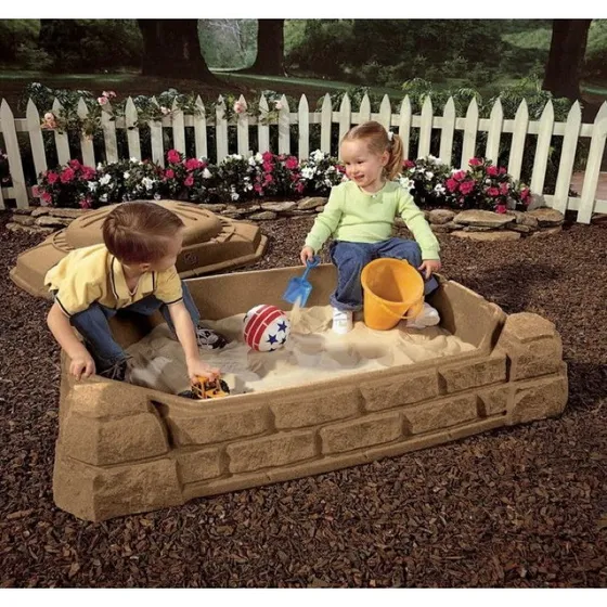 Step2 Naturally Playful Sandkasten 112x81x39 cm braun mit Deckel