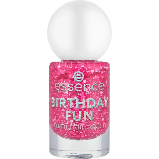 essence Birthday Fun Mini-Nagellack 05, 5 ml, Rosa Glitzer