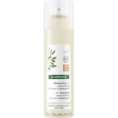 Klorane Hafermilch Trockenshampoo Spray mit Ceramid für dunkles Haar 150 ml